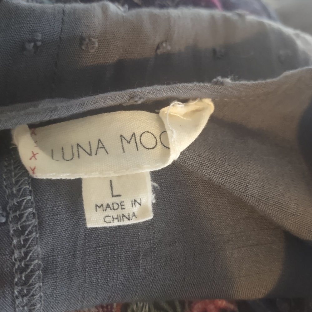 Luna Moon Floral Embroidered Boho Top Size L - Picture 9 of 11